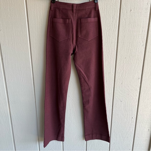 Faherty Stretch Terry Patch Pocket Pant High Rise Wide Leg Size 25 Brown Maroon - Picture 6 of 9
